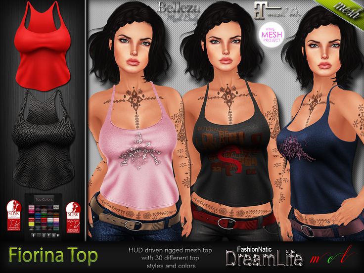 three women wearing different bras with tattoos on their chest and arms, both in black and red