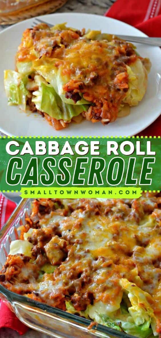 this cabbage roll casserole is loaded with ground beef, cheese and lettuce