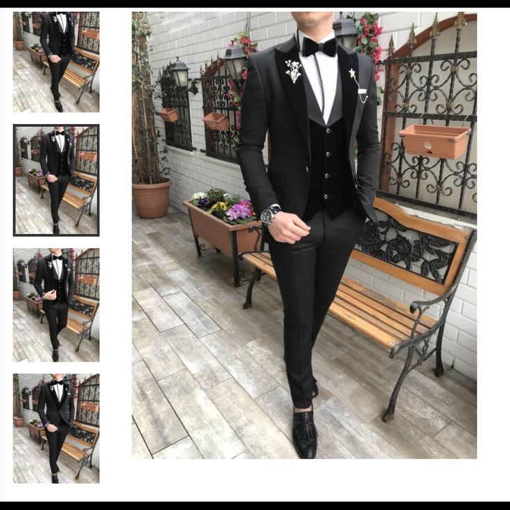 Black Tuxedo Velour Vest Bow Tie Black Fitted Suits For Winter, Fitted Black Suits For Winter, Classic Black Winter Tuxedo, Fitted Black Winter Suit, Black Wedding Suit For Winter, Tailored Black Tuxedo For Winter, Winter Black Slim Fit Suits, Black Winter Wedding Suit, Elegant Black Winter Suits