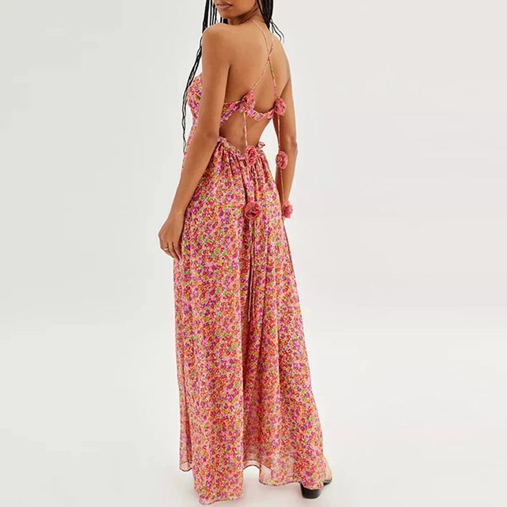 Kylethomasw Sexy Cross Halter Rose Design Boho Maxi Dress Women Spring Floral Print Long Party Dress Summer Backless Hollow Holidays Dresses Shoulder (cm) Bust Size (cm) Waist Size (cm) Length (cm) Hip (cm) S - 78 - 138 - M - 82 - 139 - L - 86 - 140 - XL - - - - - XXL - - - - - 3XL - - - - - "Size measured by ourselves, sometimes has some errors, but always within 3cm." “If you have any questions about the size, please contact me” Pink Halter Neck Dress For Summer Parties, Pink Halter Neck Dress For Beach Season, Pink Halter Dress For Beach Season, Summer Pink Backless Halter Dress, Pink Backless Halter Dress For Summer, Fitted Backless Maxi Dress For Beach Party, Backless Dresses For Beach Party, Pink Floral Print Maxi Halter Dress, Pink Floral Print Halter Maxi Dress