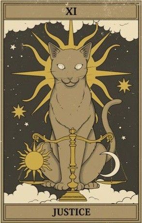 a tarot card with a cat sitting on it's back and the sun in the background