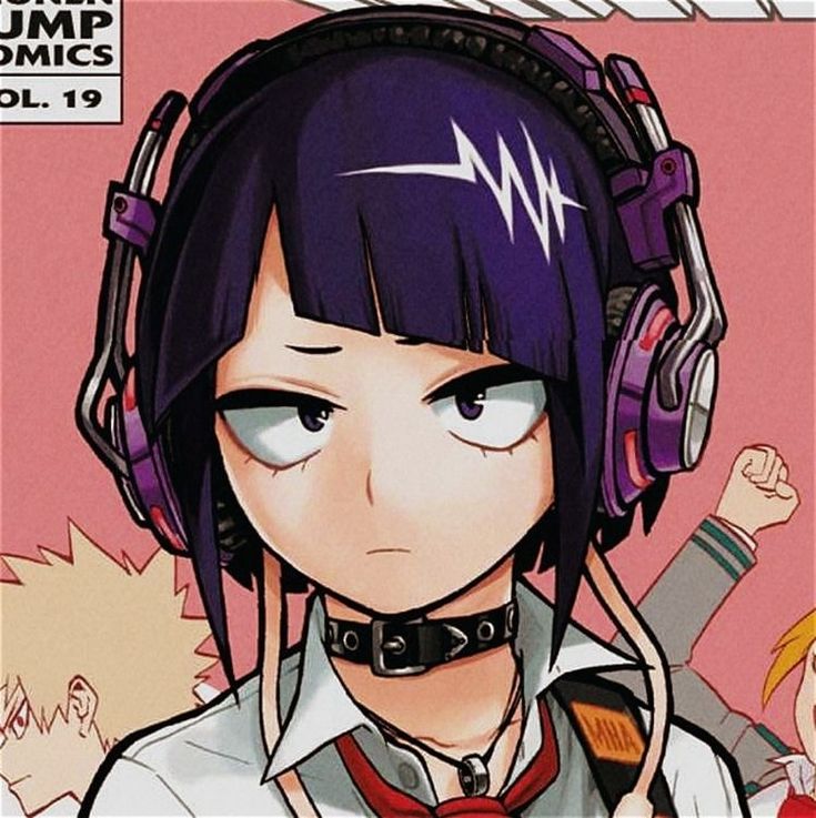 an anime character with headphones on