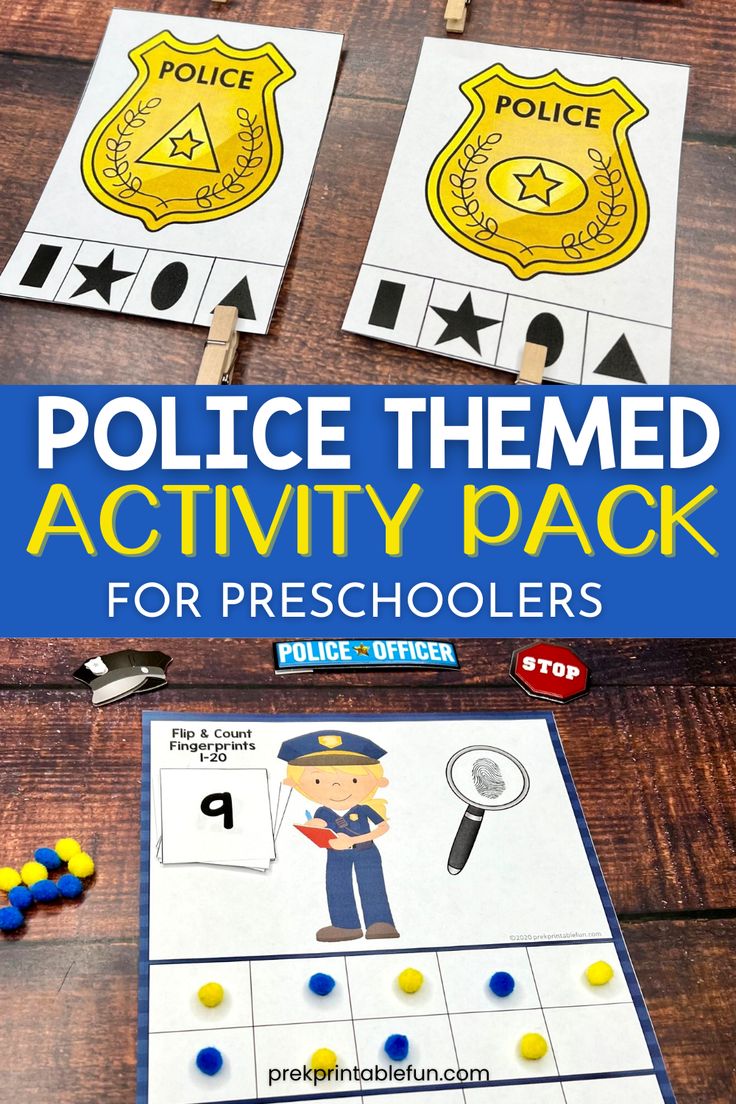 police themed activity pack for preschoolers