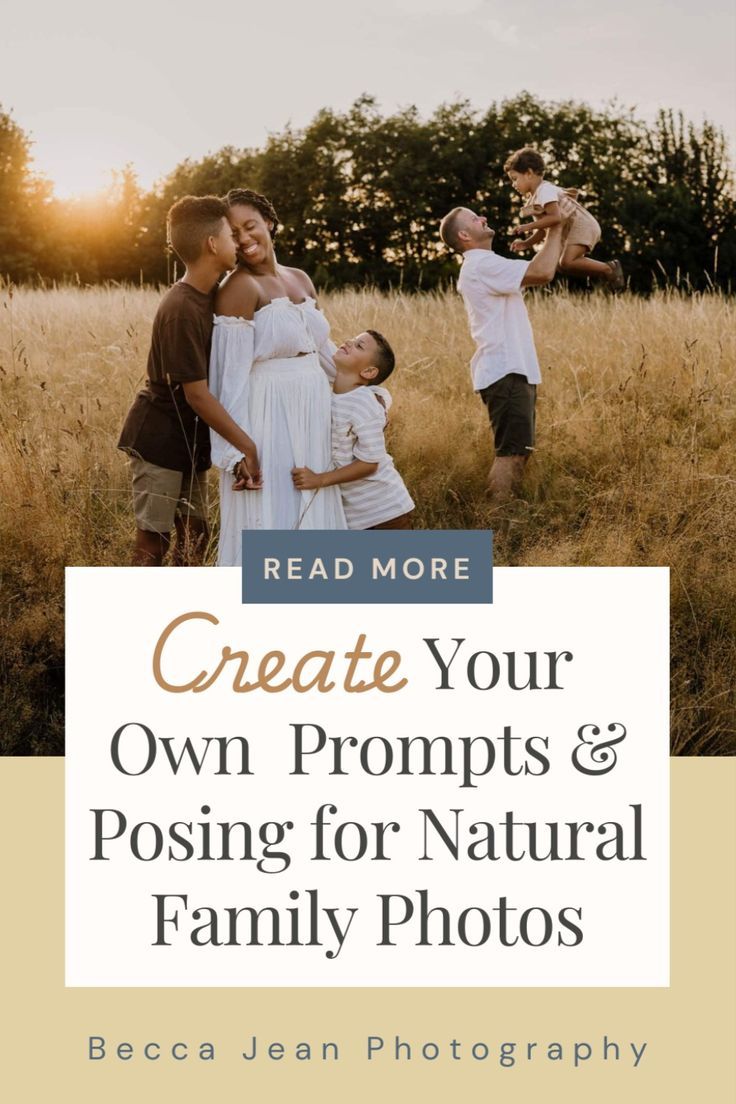 people standing in a field with the words create your own propps & posing for natural family photos