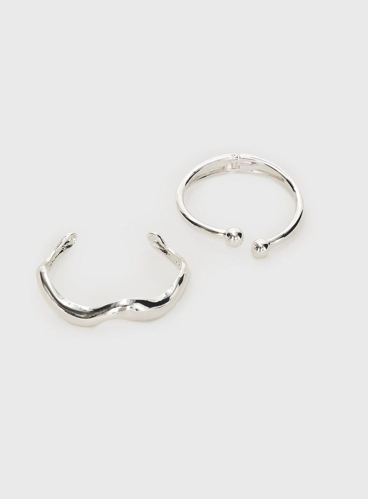 Bracelet   Pack of two, cuff design, silver-toned hardware   Main: 100% zinc alloy, Lining: 100% steel Bracelet Pack, Cuff Design, Buy Now Pay Later, Design Silver, Bracelet Silver, Christmas Wishlist, Princess Polly, Silver Bracelets, Zinc Alloy