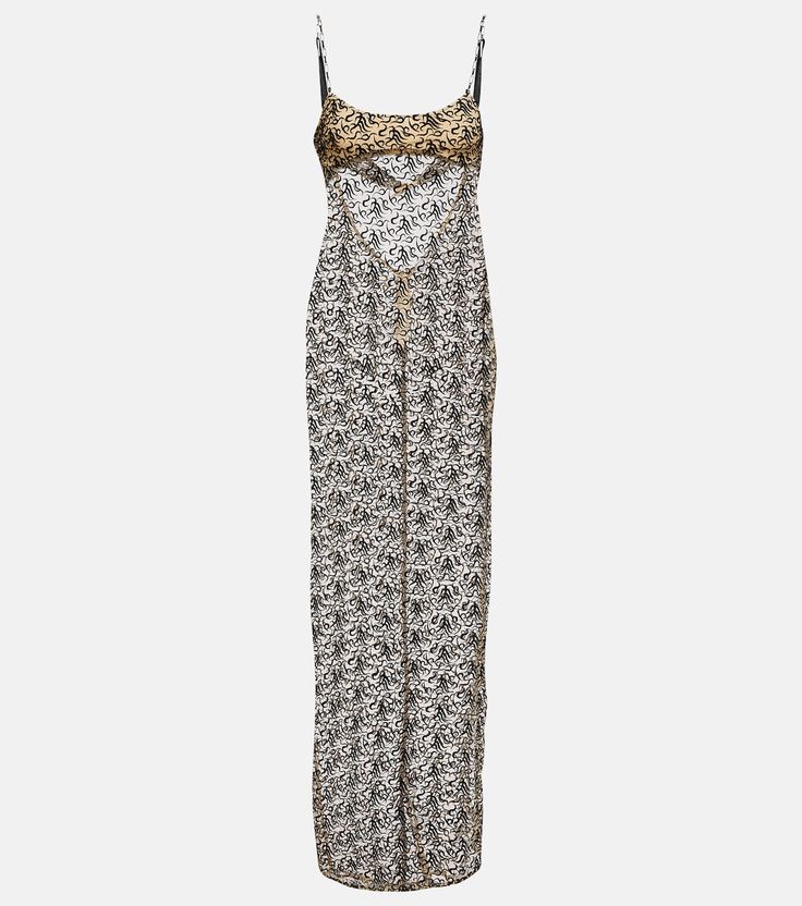 Cotton-blend maxi dress in gold - The Attico | Mytheresa Leopard Maxi Dress, The Attico, Grey Maxi Dress, Pleated Maxi Dress, Silk Midi Dress, Satin Maxi, Pleated Maxi, Maxi Dress Cotton, Satin Maxi Dress