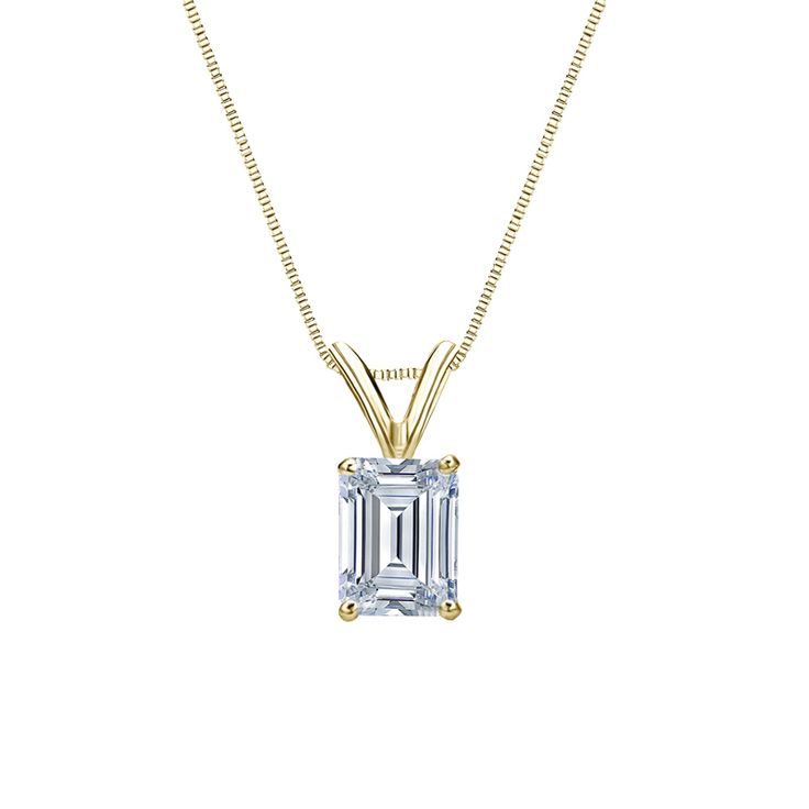 These captivating diamond solitaire pendant come set in 14k yellow gold metal with a 4-prong basket setting and emerald-cut natural diamond with a total weight of 0.75 ct. These pendant is available with a matching 18-inch box chain that secures with a spring-ring clasp. Art Deco Jewelry 1920s, Black Diamond Pendant, Minimal Vintage, Black Diamond Studs, Diamond Solitaire Pendant, Halo Diamond Earrings, Solitaire Diamond Pendant, Colored Diamond Rings, Moissanite Pendant