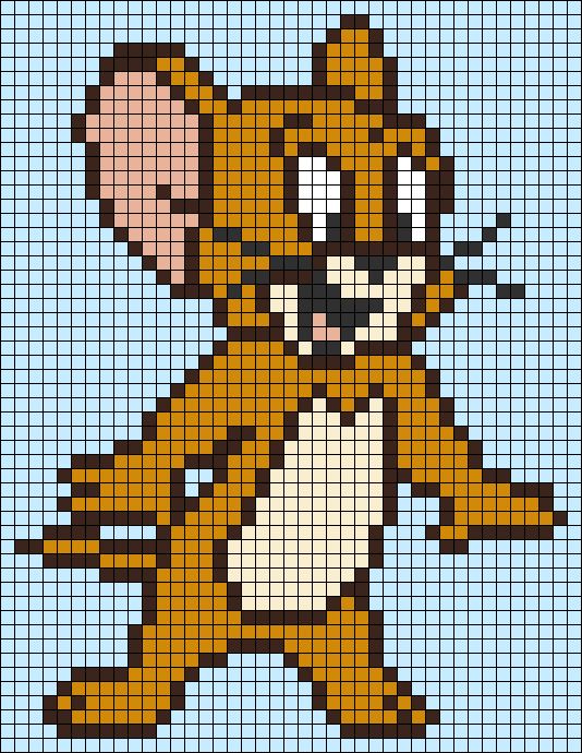 an image of a cartoon character made out of pixellated squares, with the face of a cat