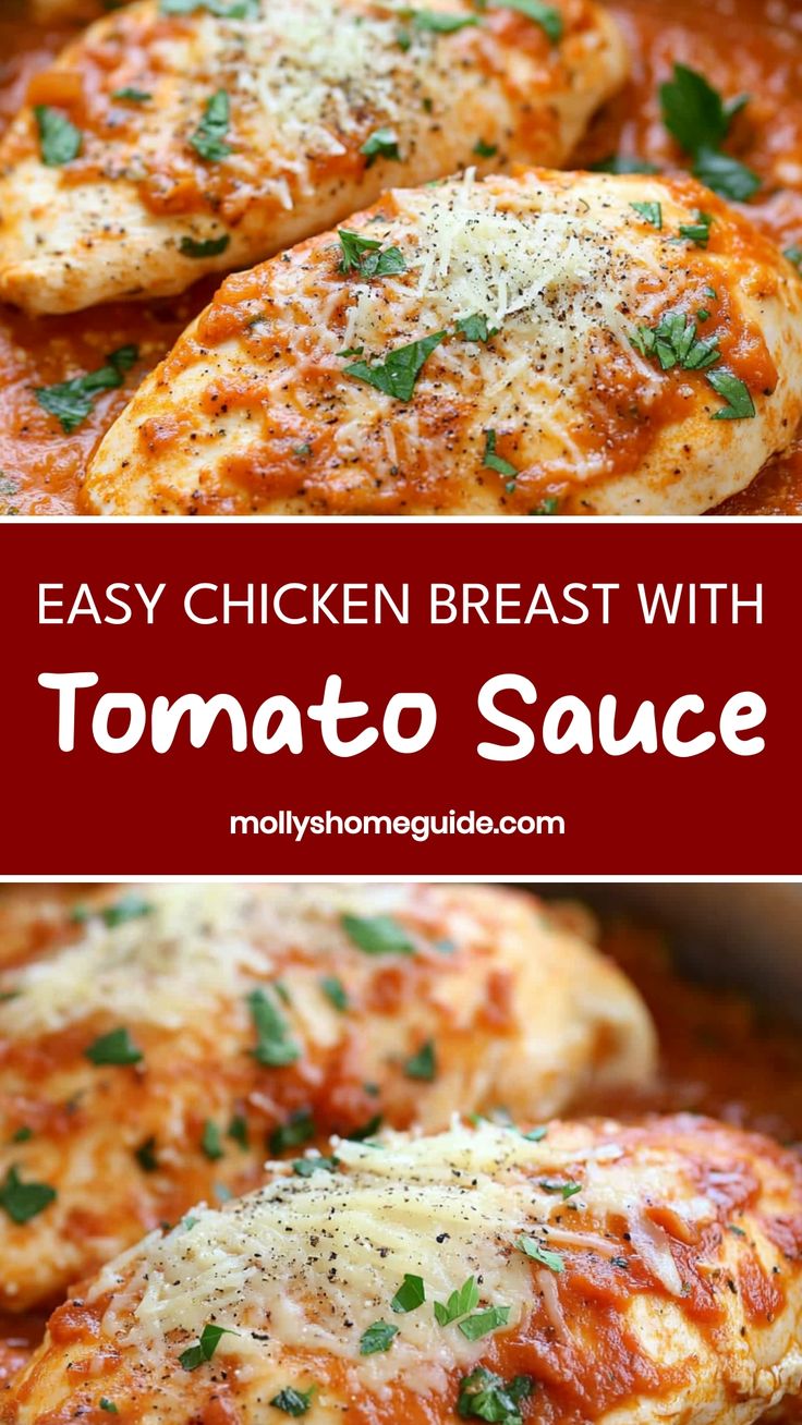 easy chicken breast with tomato sauce is an easy dinner recipe that's ready in under 30 minutes