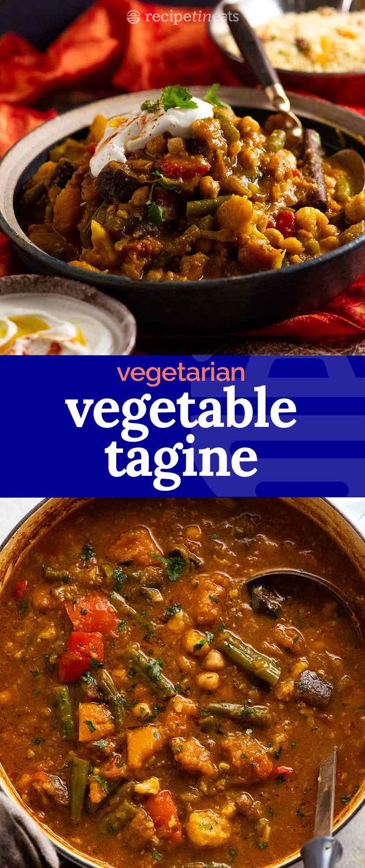 vegetarian vegetable tagine in a bowl with spoons