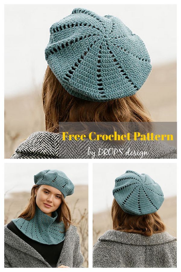 a woman wearing a knitted hat and scarf with the words free crochet pattern