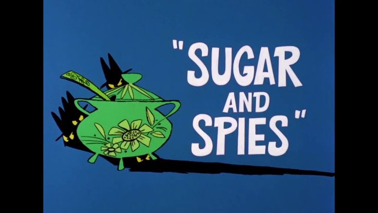 the title for'sugar and spies'is shown in an animated cartoon style