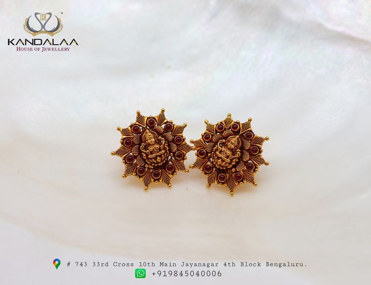 Nakshi Studs, 3 Grams Gold Earrings, 3 Grams Gold Earrings Indian, Latest Earrings Design, Gold Earrings Indian, Earrings Indian, Bangles Design, Ear Ring, Embroidered Blouse Designs