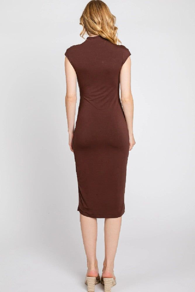 Mock neck cap sleeve fitted midi dress. 92% Rayon, 8% Spandex Our Model is 5'4" and is wearing a size S Athleisure Shoes, Fitted Midi Dress, Cap Sleeve, Mock Neck, Cap Sleeves, Midi Dress, Spandex, How To Wear