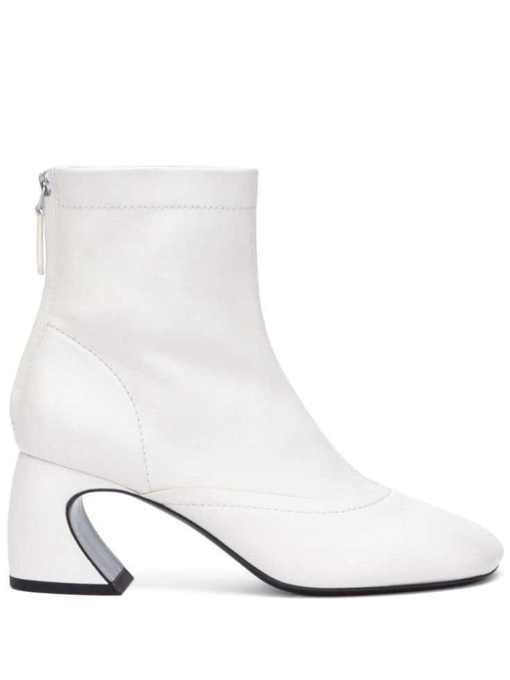 ivory white calf leather/nappa leather square toe rear zip fastening branded leather insole 65mm block heel leather sole Boots White, 3.1 Phillip Lim, Ivory White, Phillip Lim, Nappa Leather, Calf Leather, Leather Boots, Block Heels, Fashion Branding