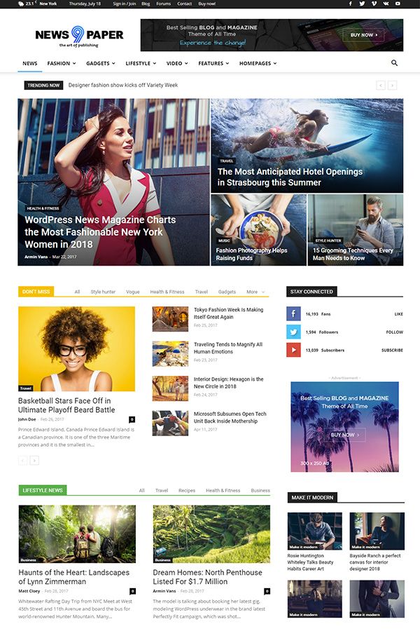 the news paper wordpress theme is clean and modern