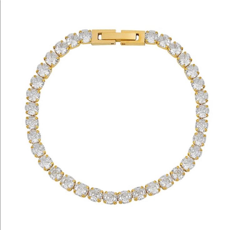 Effortlessly Minimalist Tennis Bracelet Www.Maribellaboutique.Shop Gold Tennis Bracelet, Bracelet Tennis, Cubic Zirconia Bracelet, Snap Lock, Wedding Jewelry Bracelets, Stackable Bracelets, Gold Bracelet Chain, Stainless Steel Jewelry, Tennis Bracelet