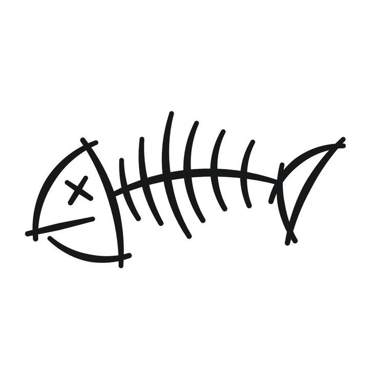 a fish skeleton is drawn in black ink on a white background royalty image stock illustration