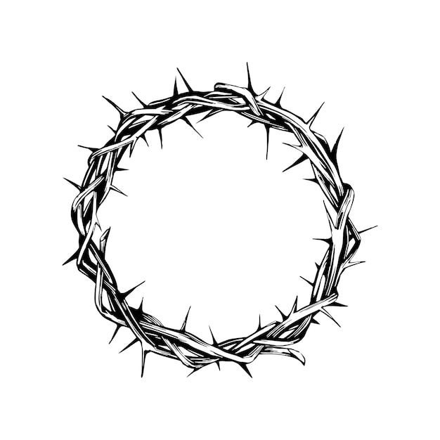 a black and white image of a crown of thorns