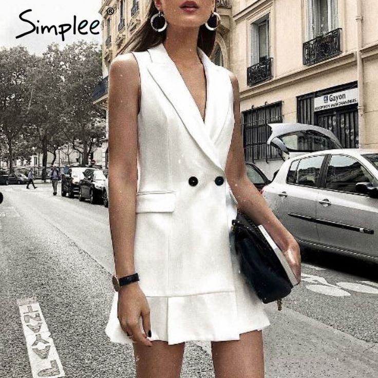 White Blazer Work Dress Office Dress Outfit  Price: 46.18 & FREE Shipping  #americanoutfit White Blazer Work, Summer Outfits Women 20s, Street Style Summer Outfits, Casual Summer Outfits For Women, Work Dresses For Women, Summer Dresses For Wedding Guest, 20s Fashion, White Short Dress, Fashion Blogger Style