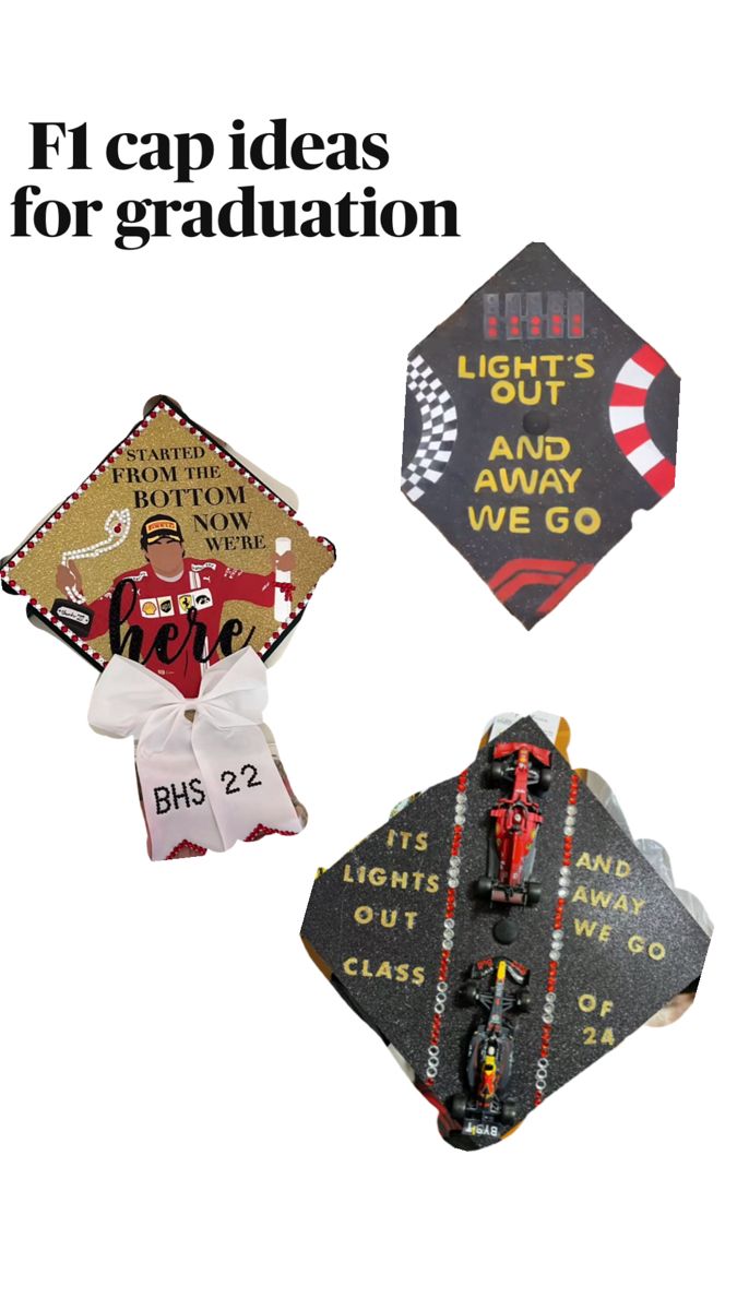 three graduation caps with the words fi cap ideas for graduation