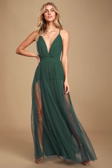 Green Bridesmaid Dresses - Lulus Guest Ideas, Junior Prom, Tulle Maxi Dress, Full Maxi Skirt, Verde Smeraldo, Green Tulle, Backless Maxi Dress, Green Bridesmaid, Dress Tulle