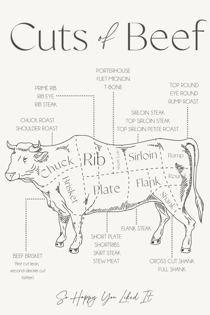 a diagram of cuts of beef on a white background with the words cut of beef below it