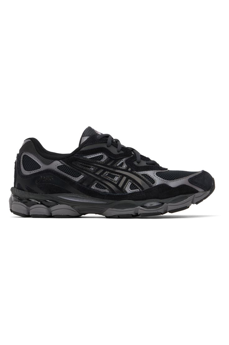 Asics: Black Gel-NYC Sneakers | SSENSE Asics Lace-up Sneakers With Reflective Details, Asics Low-top Sneakers With Reflective Details, Asics Running Shoes With Reflective Details For Streetwear, Asics Low-top Mesh Sneakers, Asics Dynamic Mesh Sneakers, Asics Sporty Mesh Sneakers, Dynamic Asics Mesh Sneakers, Sporty Asics Mesh Sneakers, Asics Athleisure Sneakers With Translucent Outsole