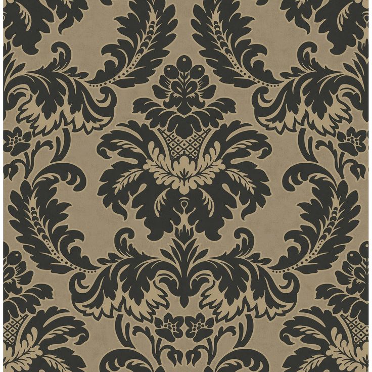 a black and beige wallpaper with an ornate design