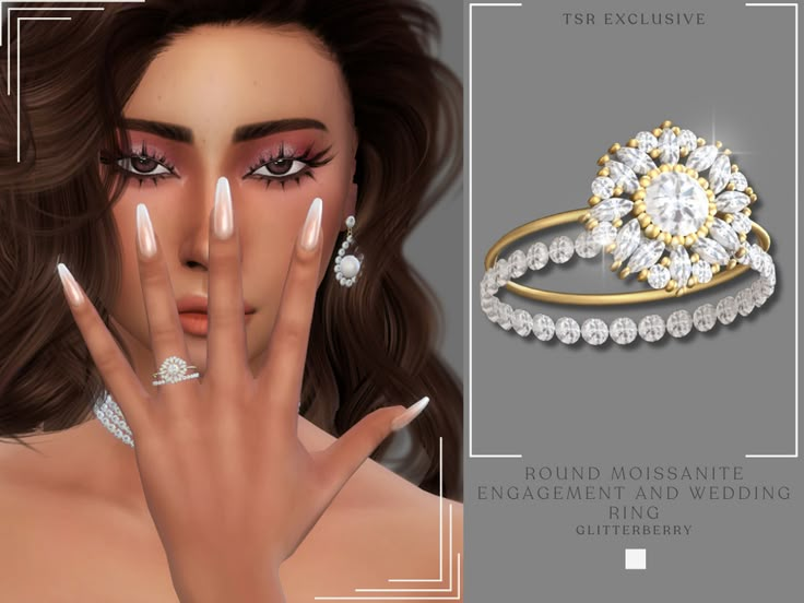 an image of a woman's face with rings and jewelry on her fingers,