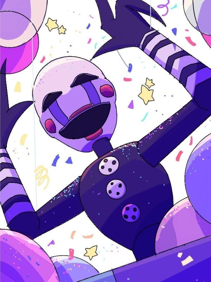 an image of a cartoon character surrounded by balloons and confetti