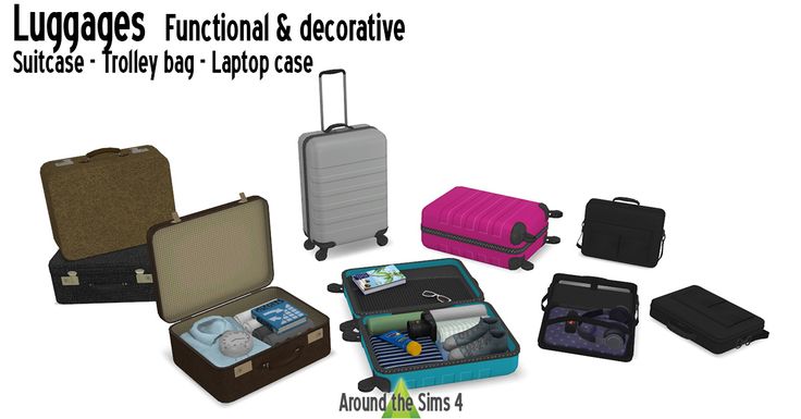 several pieces of luggage are shown with the words luggages functional & decorative suitcase, tokyo, japan, lapel case, and more