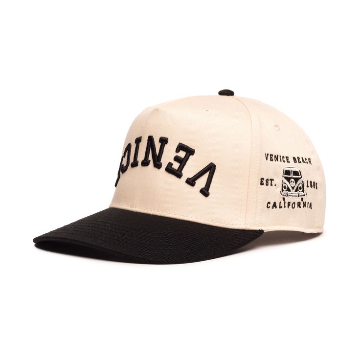 Venice, California thrives in its diversity, vibrancy and coastal vibes. 65% Polyester/35% Cotton - Structured Firm Front PanelSpot clean with distilled soapy water.5 Panel Mid Profile Baseball Cap. One size fits all. Trendy Caps, Streetwear Hats, Venice California, Coastal Vibes, Golden Boy, Hat Ideas, Venice Beach, Cool Hats, Soapy Water