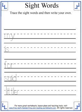 the sight words worksheet for children to practice their handwriting and writing skills,