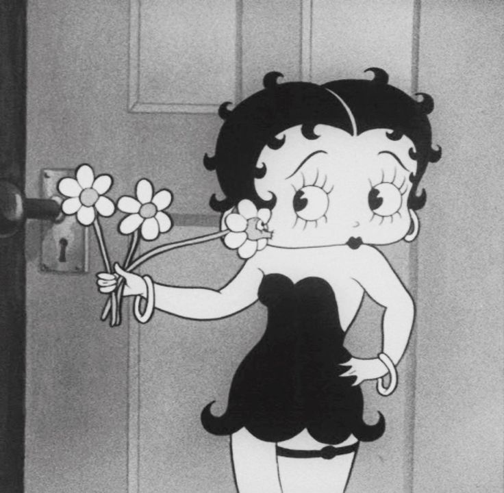 a cartoon character holding flowers in her hand