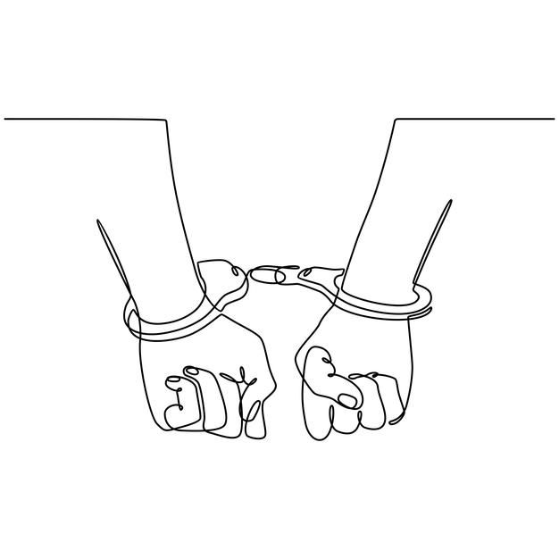 two hands in handcuffs holding each other