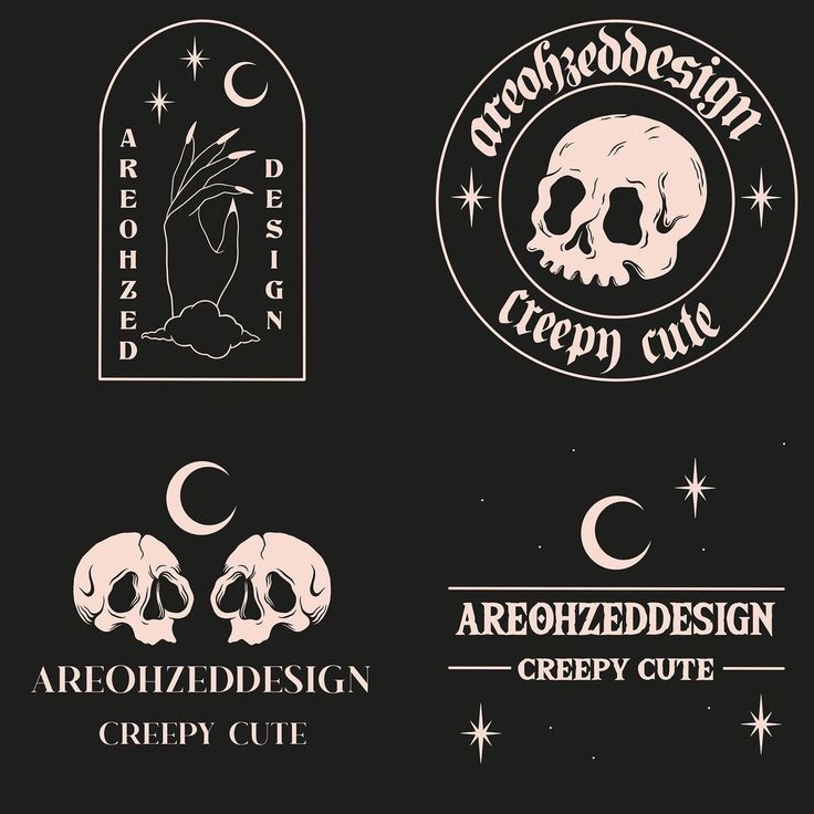 four different logos with skulls and stars in the middle one is for an artisan company