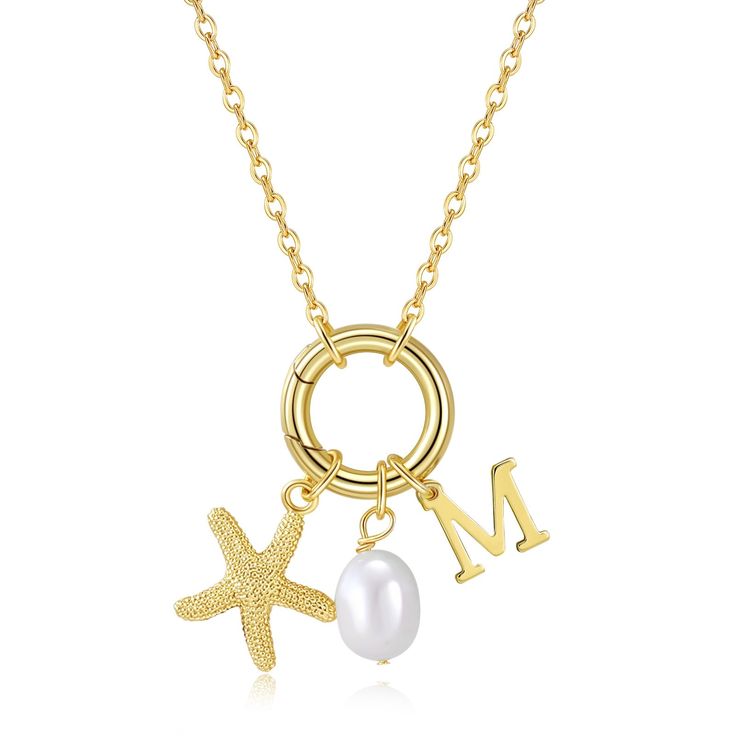 PRICES MAY VARY. 𝐏𝐄𝐑𝐒𝐎𝐍𝐀𝐋𝐈𝐙𝐄𝐃 𝐍𝐄𝐂𝐊𝐋𝐀𝐂𝐄 𝐃𝐄𝐒𝐈𝐆𝐍: This stylish pendant necklace consists of a natural freshwater pearl, a gold starfish pendant and an initial necklace.The unique beach and ocean style makes it a wonderful summer gift! 𝐎𝐂𝐂𝐀𝐒𝐈𝐎𝐍: The ring clasp can be opened manually, you can add or subtract charms according to your preference. Our charm necklaces can be worn alone or are perfect for layering with other necklaces! 𝐌𝐀𝐓𝐄𝐑𝐈𝐀: Our 14K gold plated Beach Themed Jewelry, Amazon Jewelry Finds, Dream Makeup, Ocean Style, Summer Beach Jewelry, Amazon Jewelry, Gold Letter Necklace, Trending Necklaces, Starfish Pendant