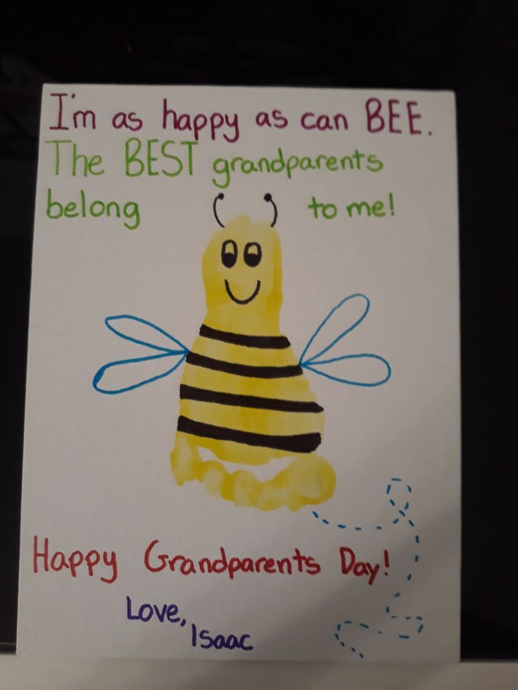 a handmade card with a drawing of a bee and the words, i'm as happy as can bee