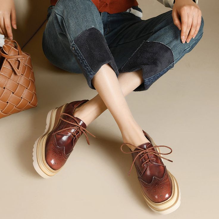 Brogue Carving, 65mm Platform. These Oxford Shoes are All Made Of Top Layer Leather, Soft, Flexible And Comfortable, Hand-Cut, Wearing Your Unique Beauty. Details Determine Success Or Failure. Color: Brown/RedMaterial: Cow Leather Lining: Genuine LeatherInsole: Genuine LeatherSole: Lightweight PolyurethaneHeels: 6.5Cm/2.56" Fit: Medium to Wide, Runs Normal.Origin: Made in China Production Time: About 5-7days (Any exceptional case will email you, Please pay attention to your email left) Shipping Platform Oxfords, Oxford Platform, Oxford Boots, Blue Suede Shoes, Buckle Ankle Boots, Shoes Platform, High Heel Wedges, Brogue Shoes, Unique Beauty