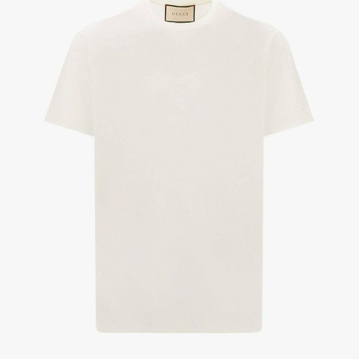 Crew-Neck Short Sleeve Made In Italy 100% Cotton Classic Gucci Short Sleeve Top, Gucci Classic Short Sleeve Top, Luxury Gucci Tops With Logo Print, Gucci Shirts, Gucci T Shirt, Plain White Tee, Old Shop, Gucci Black, Oversized Tee