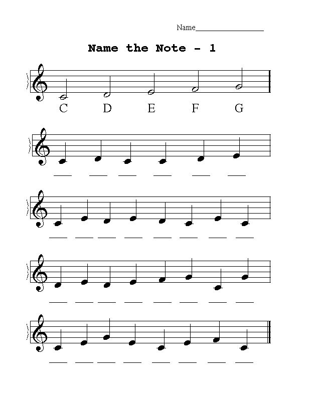 the music sheet for name the note 1 with notes and numbers on it, as well as