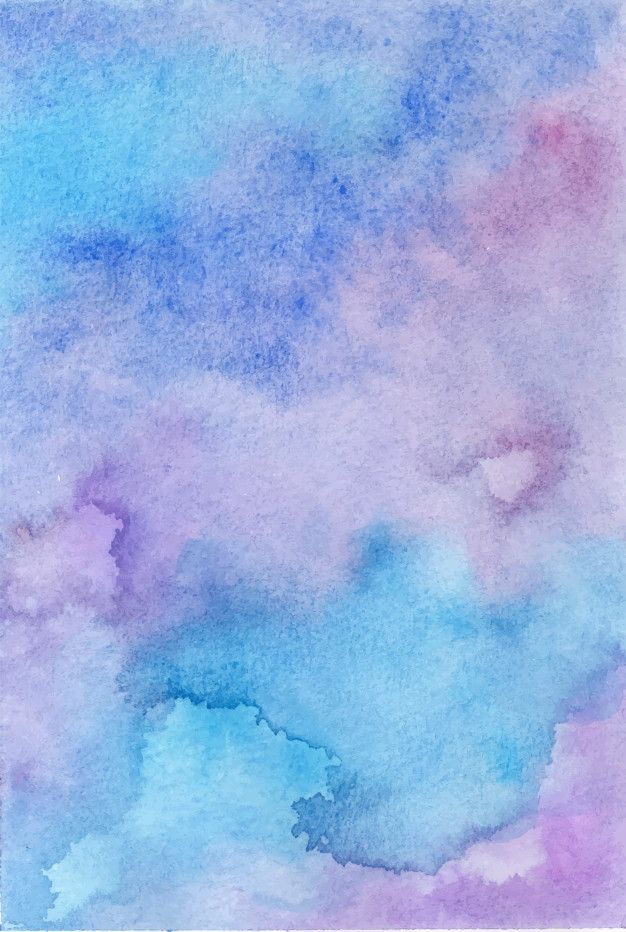 an abstract watercolor painting with blue, pink and purple clouds in the sky on white paper