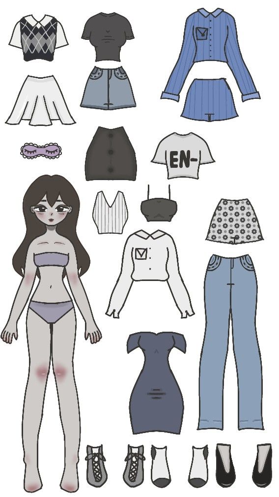 paper doll with clothes and shoes