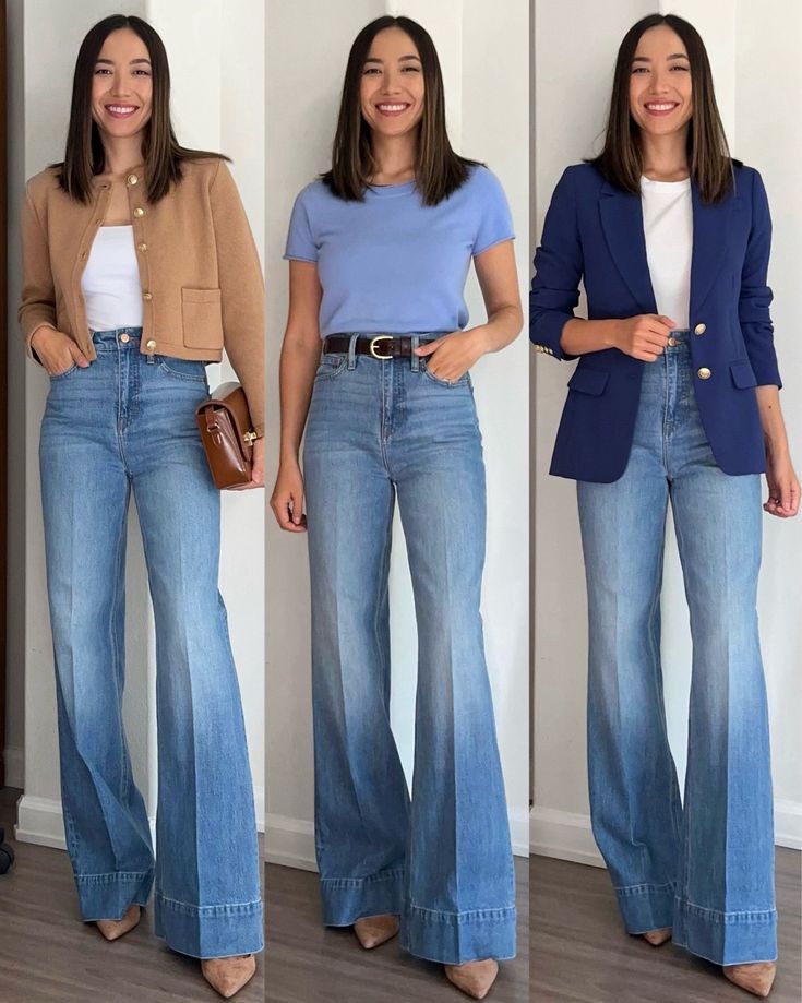 Business Casual Florida Work Outfits, Wide Leg Jeans Outfit, Most Comfortable Jeans, Looks Jeans, Look Jean, Mom Outfit, 2024 Style, Elegante Casual, Casual Work Outfits