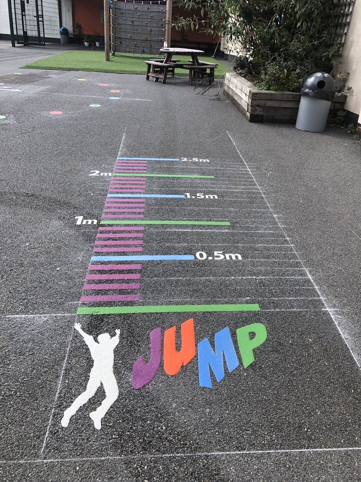 the chalk drawing on the pavement is for jumping