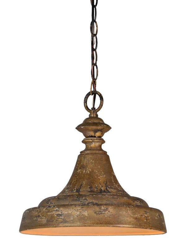 an old fashioned light fixture hanging from a chain