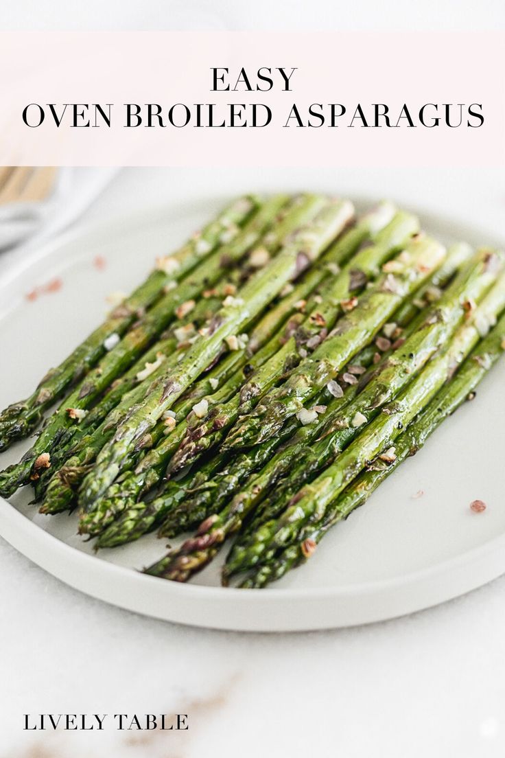 asparagus on a plate with seasoning sprinkles