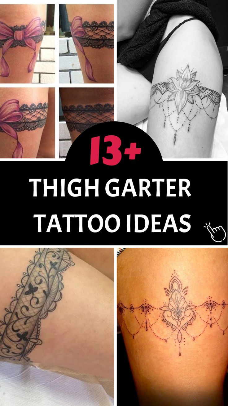 Tattoo Garter, Garter Belt Tattoo, Lace Garter Tattoos, Front Thigh Tattoos, Thigh Garter Tattoo, Cute Shoulder Tattoos, Front Shoulder Tattoos, Side Thigh Tattoos, Garter Tattoo