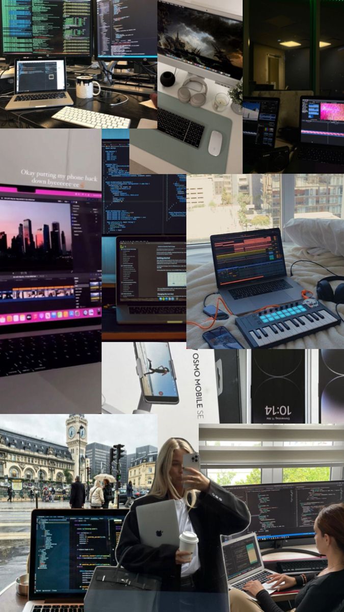 many different pictures of people working on their laptops